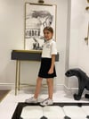 KIZ ÇOCUK BEYAZ YILDIZLI GÖMLEK SİYAH ETEK TAKIM