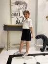 KIZ ÇOCUK BEYAZ YILDIZLI GÖMLEK SİYAH ETEK TAKIM