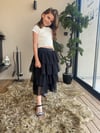 Kız çocuk çiçekli tshirt penye şort etekli takım 