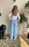 Parlak Uzun Kol Bady Çıtçıtlı Kot Pantolon Takım