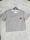 Siyah Çizgili Kalpli Tshirt