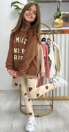 Smile Happy Sweat Kumaş Fitilli Taytlı Kız Çocuk Takım