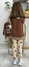 Smile Happy Sweat Kumaş Fitilli Taytlı Kız Çocuk Takım