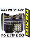 LED [NIKEN] Çalışma Lambası 2 ADET Eco 16 Led Kare 9V VE 48V ARASI  (ÖLÇÜLERİ 11x11x40mm)