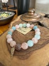 Aquamarine ve Kunzit Doğal Taş Bileklik 10 mm