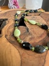 Peridot & Obsidyen ve Peru Turkuaz Tasarım Kolye 