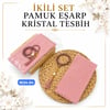 Pamuklu Eşarp Kristal Tesbih Set