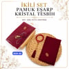 Pamuklu Eşarp Kristal Tesbih Set