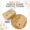 Pamuklu Eşarp Kristal Tesbih Set