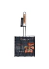 Barbeku Balık Izgarası Kare Ahşap Sap Siyah Paslanmaz Çelik 28*28cm