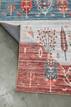 Alpin Home New Age Yıkanabilir Etnik Figürlü Bordo Gri Turkuaz Renk Dokuma Taban Kaymaz Kilim 