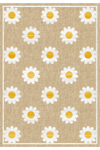 Alpina Home Enjoy Yıkanabilir Papatya Desenli Salon Mutfak Balkon Dokuma Tabanlı Kilim