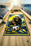 Alpina Home Lavin Sarı Lacivert Boğa ve Kanarya Figürlü Dokuma Taban Kilim Ev ve Çocuk Odası Kilimi