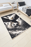 Alpina Home Lavin Siyah Beyaz Kartal Figürlü Dokuma Taban Kilim Ev ve Çocuk Odası Kilimi