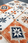 Alpina Home Lavin Turuncu Krem Çiçek Figürlü Kilim Dokuma Taban, Saçaksız Overlok, Antialerjik