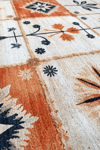 Alpina Home Lavin Turuncu Krem Çiçek Figürlü Kilim Dokuma Taban, Saçaksız Overlok, Antialerjik