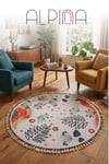 Alpina Home Lavin Yuvarlak Renkli Püsküllü Dokuma Kilim Punch Kırlent ile Uyumlu