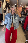  Orijinal Marka Oversize Çift Renk Denim Ceket