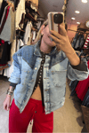  Orijinal Marka Oversize Çift Renk Denim Ceket
