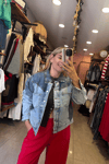  Orijinal Marka Oversize Çift Renk Denim Ceket