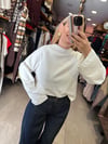 Beyaz Oversize İspanyol Kol Basic T-Shirt