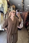 Bluz Pantolon Takım - Kahverengi