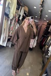 Bluz Pantolon Takım - Kahverengi