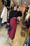 Bordo Saten Etek