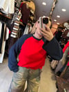 Çift Renk Görünüm İnce Sweatshirt - Kırmızı Lacivert 