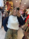 Çift Renk Görünüm İnce Sweatshirt - Lacivert Beyaz