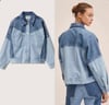 Çift Renk Oversize Denim Ceket