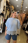 Dantelli Bluz Bebe Mavisi