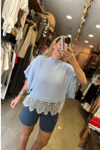 Dantelli Bluz Bebe Mavisi
