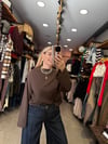 Kahve Oversize İspanyol Kol Basic T-Shirt