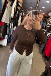 Kahverengi Çıtçıtlı Body