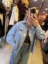 Kaplan Nakışlı Ekose Desenli Mavi Poplin Gömlek