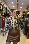 Kemer Detay Deri Mini  Etek - Taba