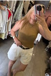 Kemerli Tensek Keten Şort