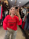 Kırmızı Yazı Basılı Oversize T-Shirt