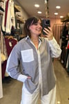 Manşet Detay Çizgili Poplin Gömlek