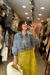 Marka Model Zımbalı Denim Crop Ceket