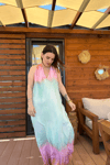 Maxi Batik Elbise pembe&yeşil