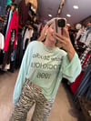 Mint Yeşili Yazı Basılı Oversize T-Shirt