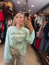 Mint Yeşili Yazı Basılı Oversize T-Shirt