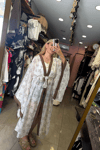 Nakış İşlemeli Kimono Beyaz