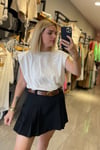 Ön Pileli Siyah Şort Etek