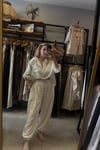 Paça Bağlamalı Keten Bluz Pantolon Takım