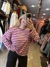 Pembe Çizgili İki İplik Sweat