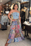 Renkli Patchwork Otantik İpek Etek