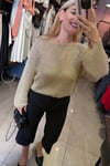 Simli Gold File Örme Triko Bluz